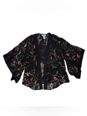 Simply Silk Open Front Silk Kimono Top Cardigan Sheer Size Small Floral